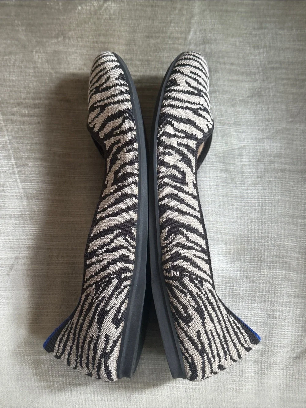Rothy's The Flat Grey & Black Zebra Print Knit Ballet Flats Size 7.5